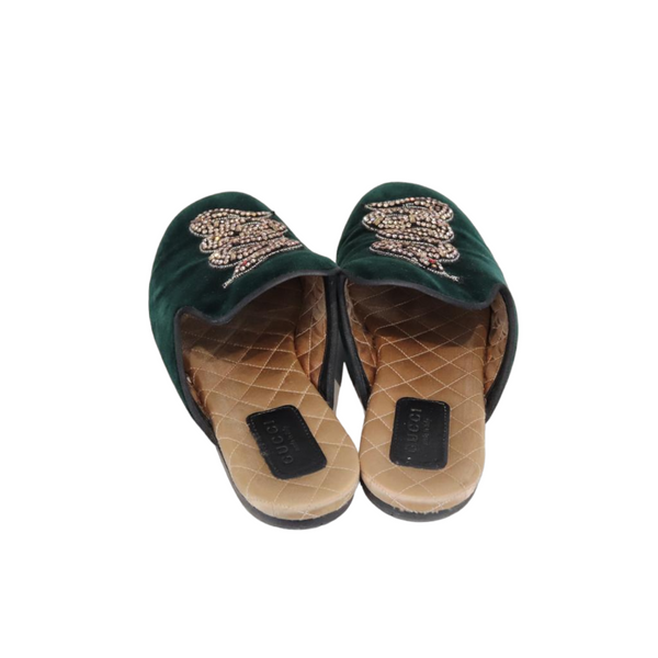 Gucci velvet cheap snake slippers