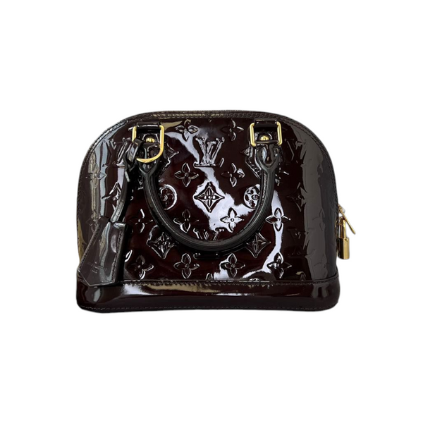 LOUIS VUITTON Black Patent Leather and Caramel Embossed Calfskin