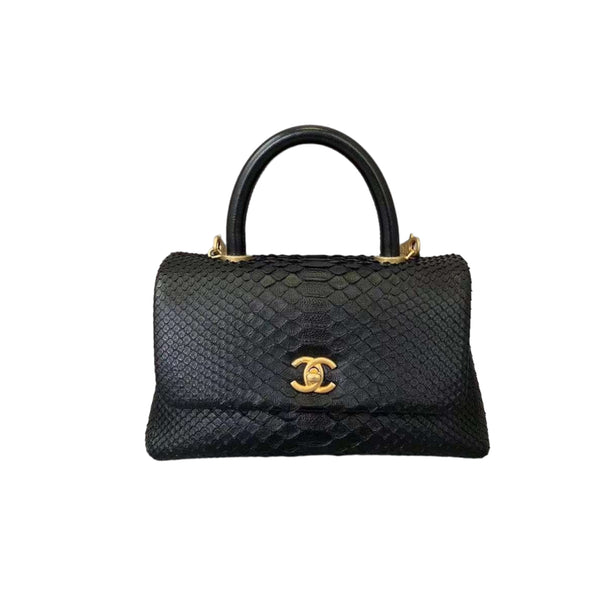 Chanel Coco Handle Mini Python Leather Black GHW