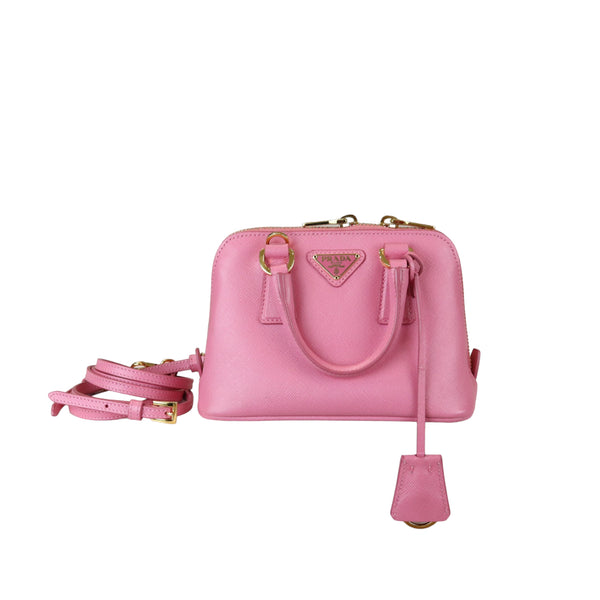 Prada Coral Pink Saffiano Lux Leather Mini Promenade Crossbody Bag