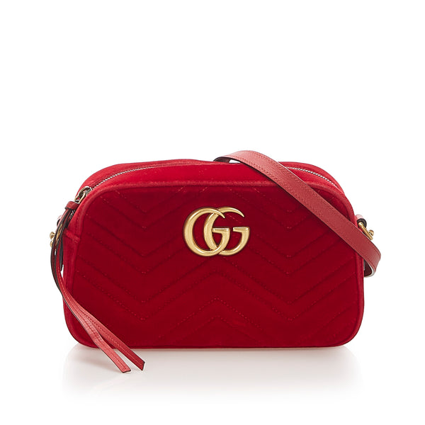 Gucci GG Marmont velvet chain shoulder bag mini Pochette camera