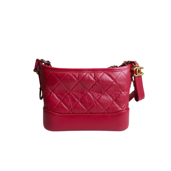 Chanel small Gabrielle bag Red Leather Cloth ref.270216 - Joli Closet