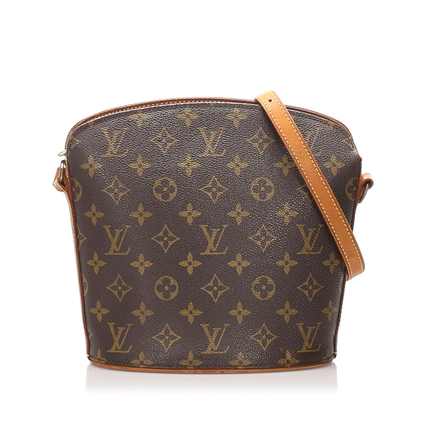 Louis Vuitton Drouot Monogram Crossbody Purse Bag Brown Zip Pocket