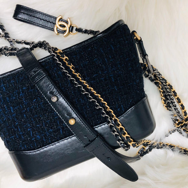 Chanel Tweed Gabrielle Shoulder Bag Black Metal ref.595545 - Joli