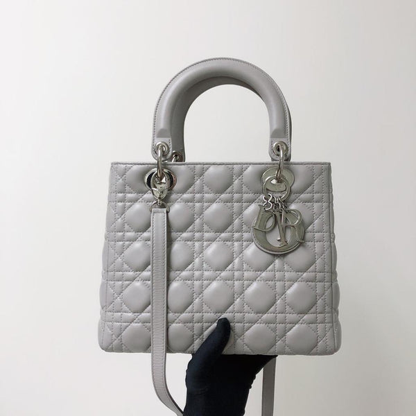 Lady dior medium grey best sale