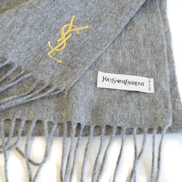 Yves Saint Laurent, Accessories, Ysl Grey Wool Scarf