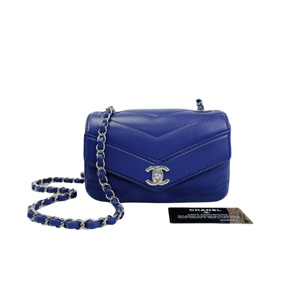 Chanel Mini Flap Blue Chevron