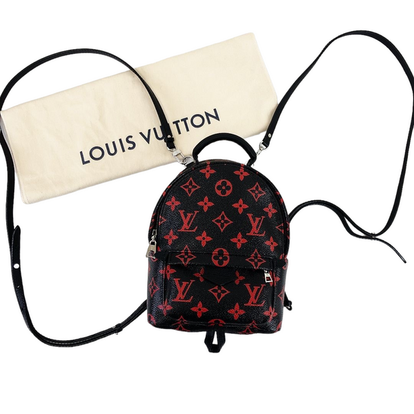 LOUIS VUITTON Monogram Infrarouge Palm Springs PM Backpack Black/Red *Rare*