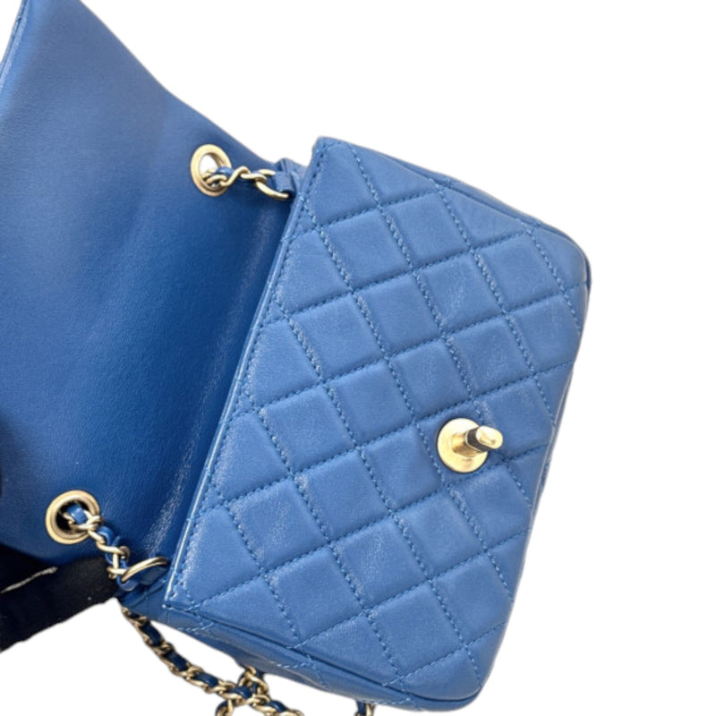 Pearl Crush Flap Mini Lambskin Quilted Blue GHW