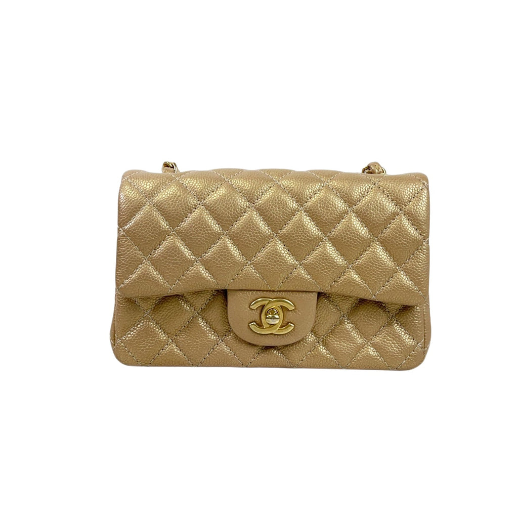 Mini 15C Rectangle Caviar Gold GHW