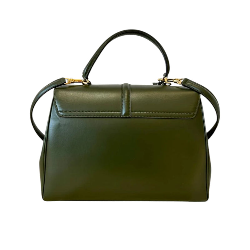 16 Top Handle Medium Satinated Calfskin Green GHW