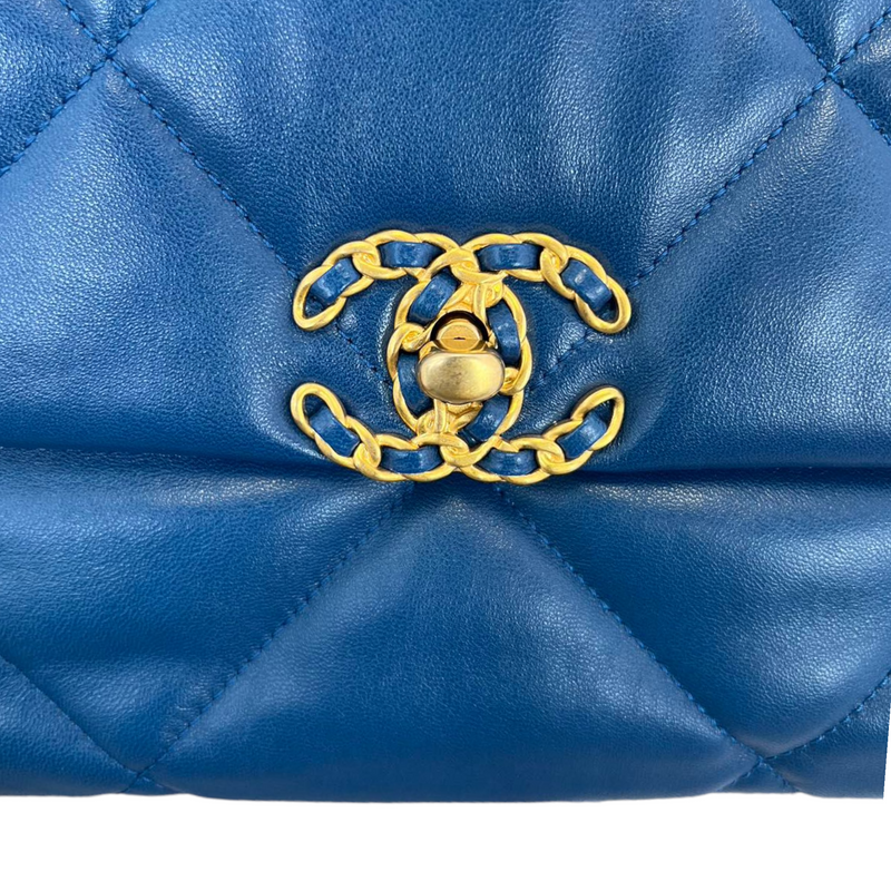 Chanel Blue Goatskin Quilted Chanel 19 Pouch, myGemma, IT
