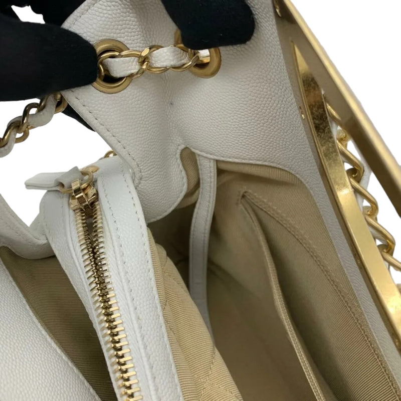 Limited Edition Chain Tote Leather White GHW