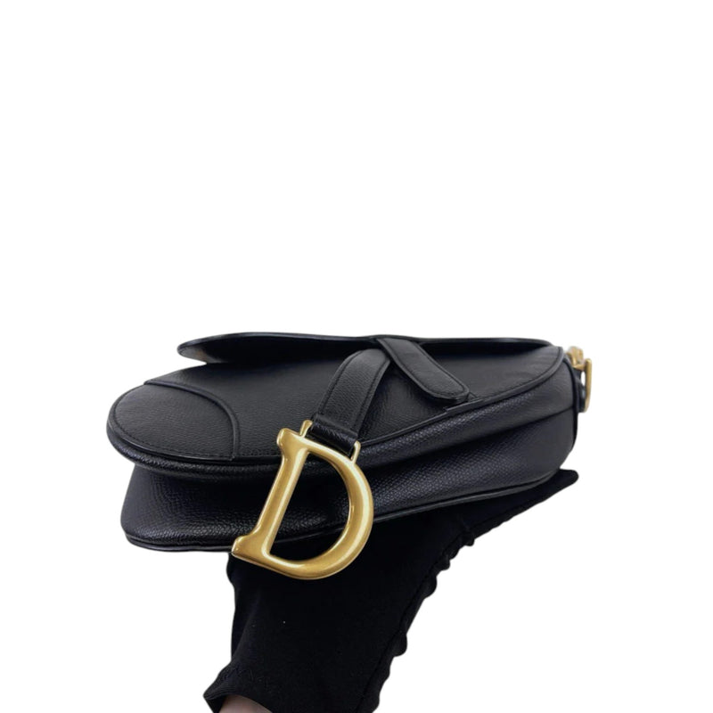 Saddle Bag Mini Grained Calfskin Black GHW