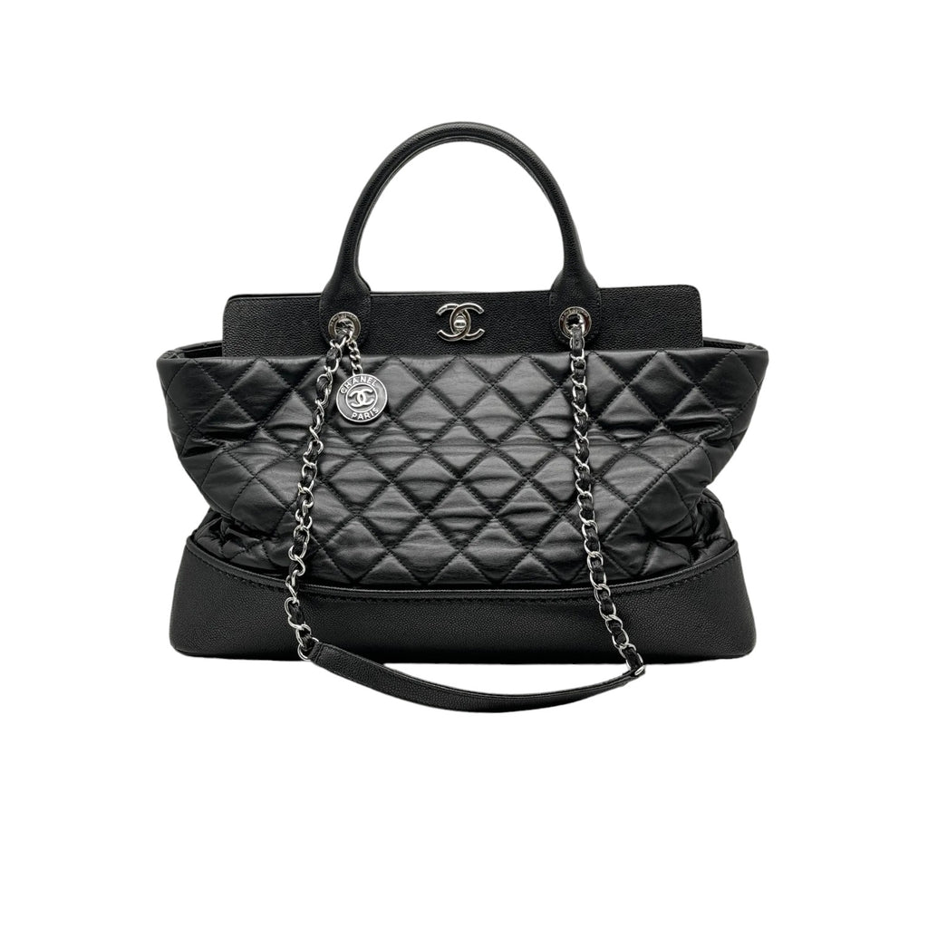 Bi Coco Large Shopper Tote Lambskin Caviar Quilted Black SHW