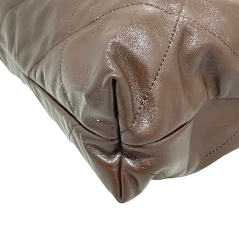 22 Shiny Calfskin Quilted Large Brown GHW