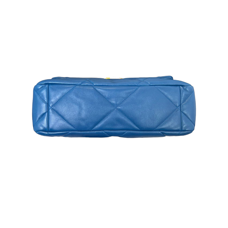 CHANEL Goatskin Quilted Large Chanel 19 Pouch Navy | FASHIONPHILE