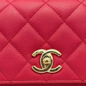 Business Affinity Flap Small Caviar Quilted Red GHW