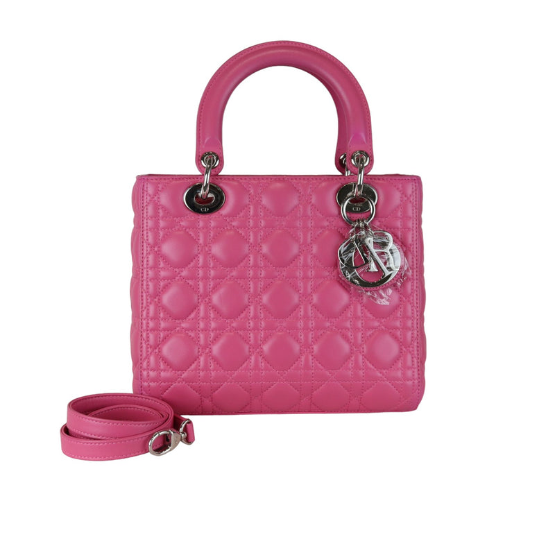 Lady Dior Medium Lambskin Cannage Pink SHW