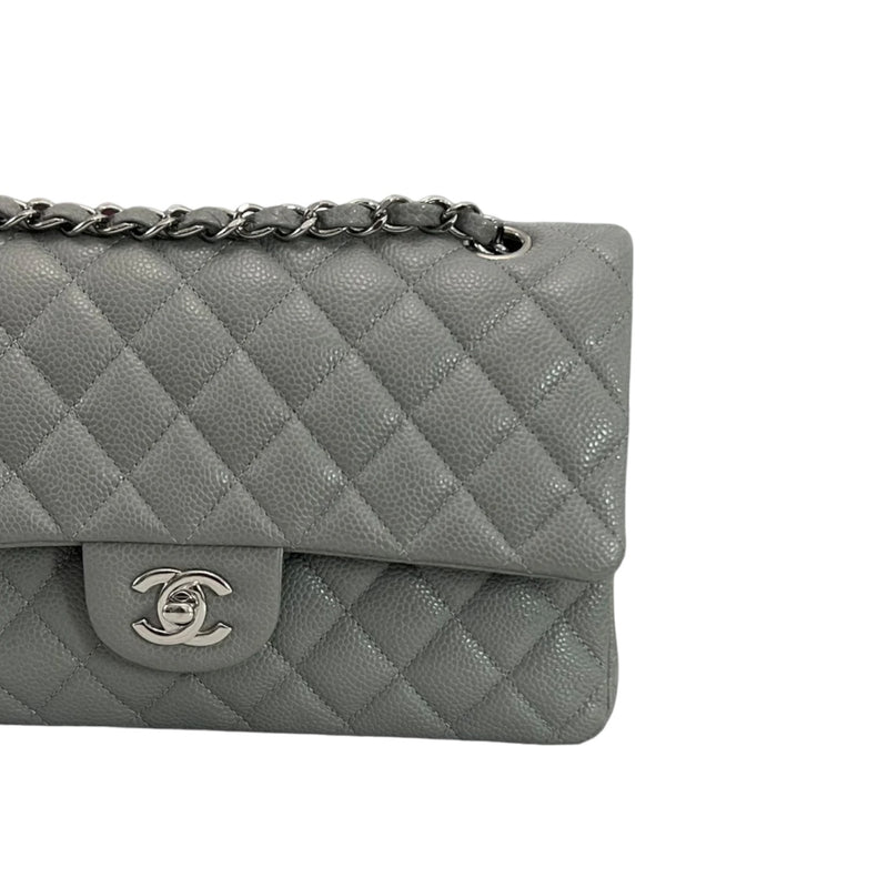 Timeless Classic Double Flap Medium Caviar Caviar Grey SHW