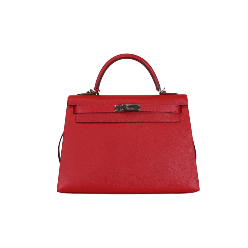 Hermes Red Epsom Kelly Sellier 32 Rouge Casaque