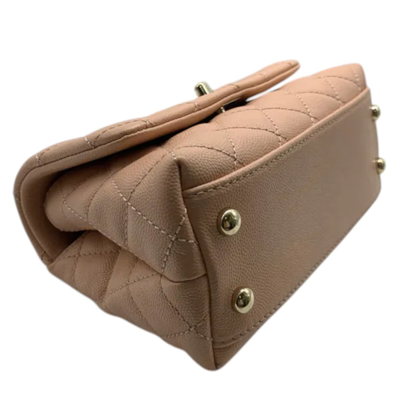 Coco Handle Flap Extra Mini Caviar Quilted Beige GHW