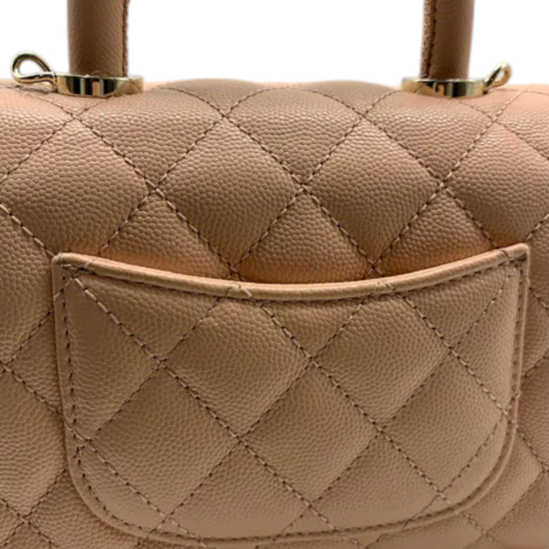 Coco Handle Flap Extra Mini Caviar Quilted Beige GHW