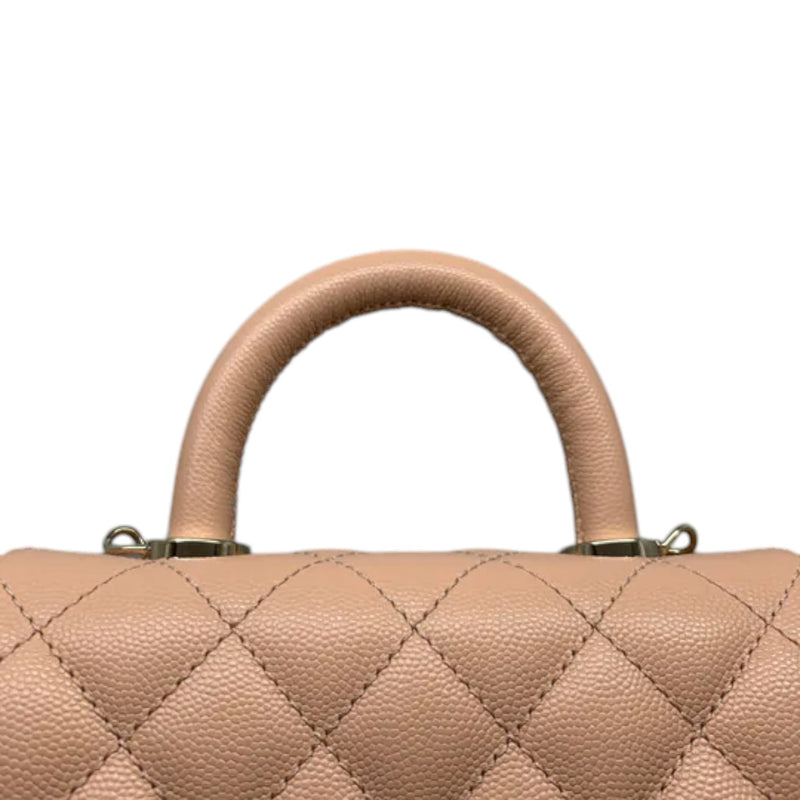 Coco Handle Flap Extra Mini Caviar Quilted Beige GHW