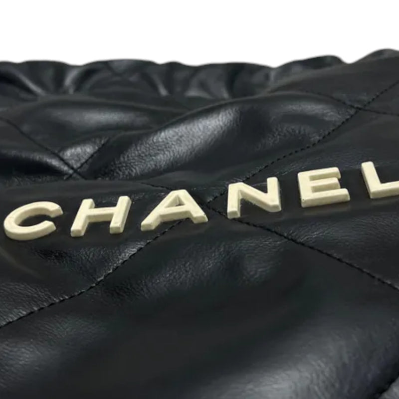 Chanel 22 Small Shiny Calfskin Quilted Black GHW