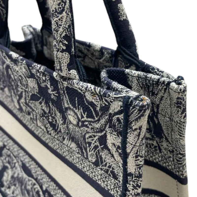 Book Tote Small Dioriviera Toile De Jouy Canvas Blue