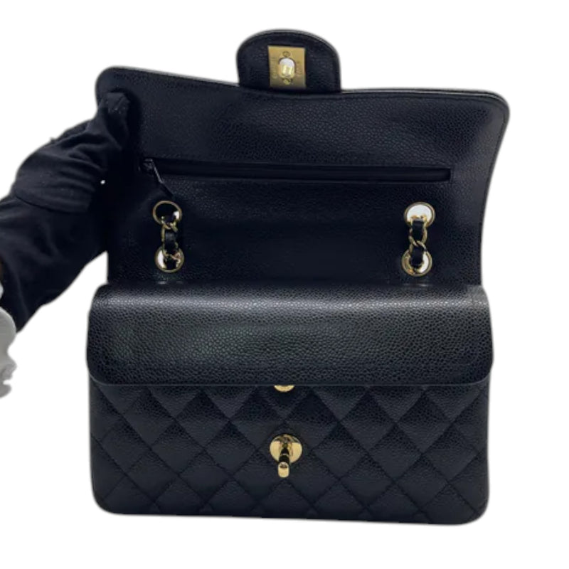 Classic Double Flap Small Caviar Quilted Black GHW