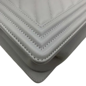 Boy Flap Medium Calfskin Chevron Quilted Grey GHW