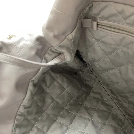 22 Small Shiny Calfskin Quilted Grey SHW