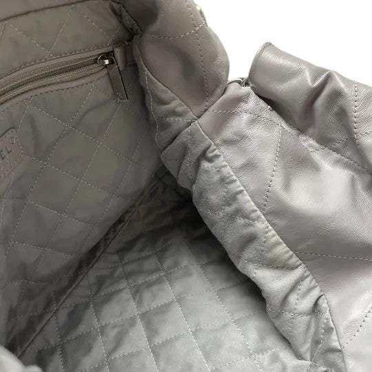 22 Small Shiny Calfskin Quilted Grey SHW