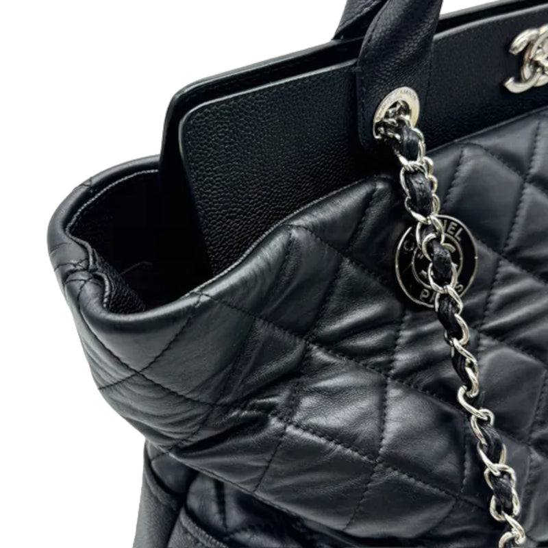 Bi Coco Large Shopper Tote Lambskin Caviar Quilted Black SHW