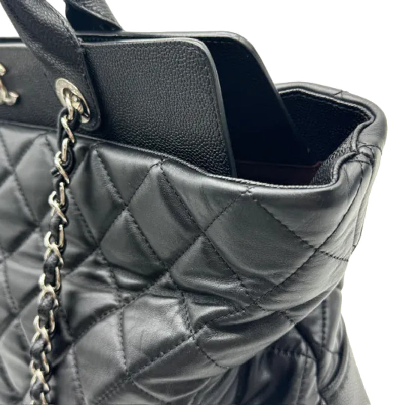 Bi Coco Large Shopper Tote Lambskin Caviar Quilted Black SHW