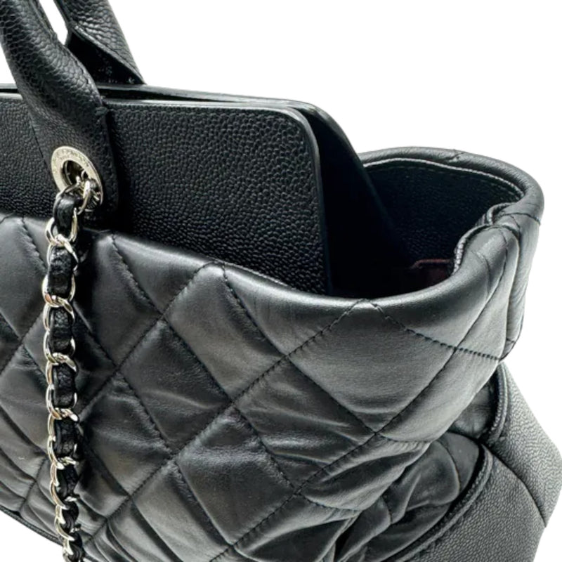 Bi Coco Large Shopper Tote Lambskin Caviar Quilted Black SHW