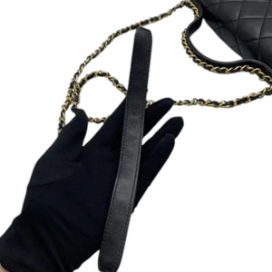 Chain Infinity Top Handle Flap Small Lambskin Black GHW