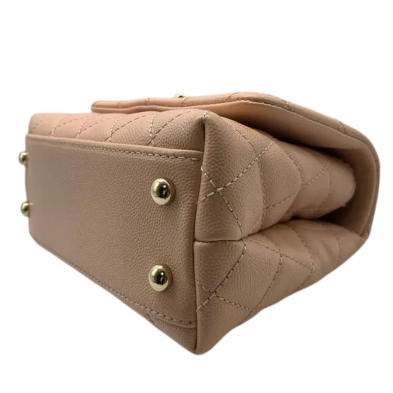 Coco Handle Flap Extra Mini Caviar Quilted Beige GHW