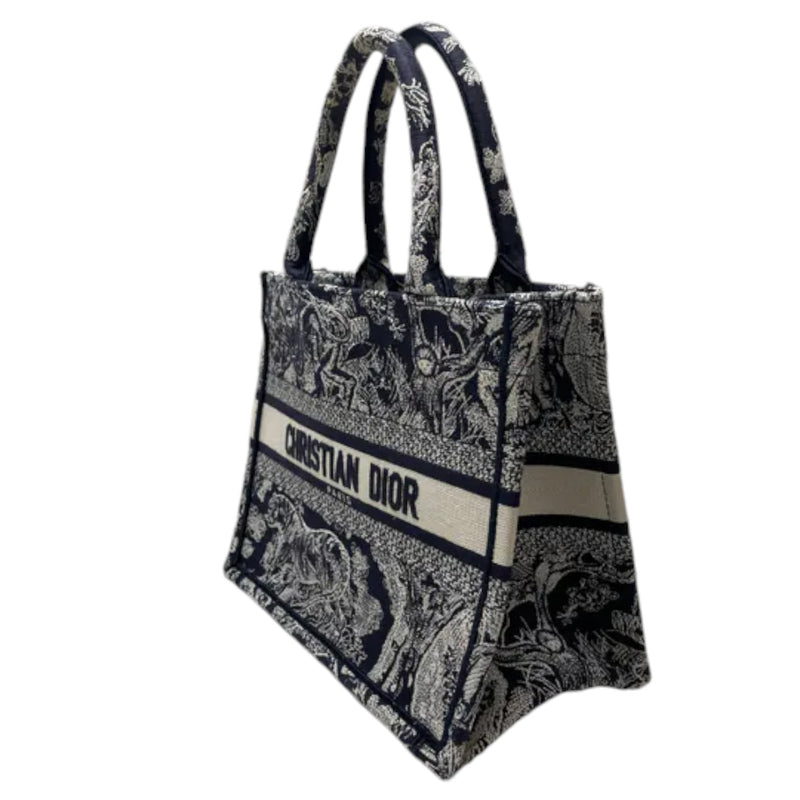 Book Tote Small Dioriviera Toile De Jouy Canvas Blue