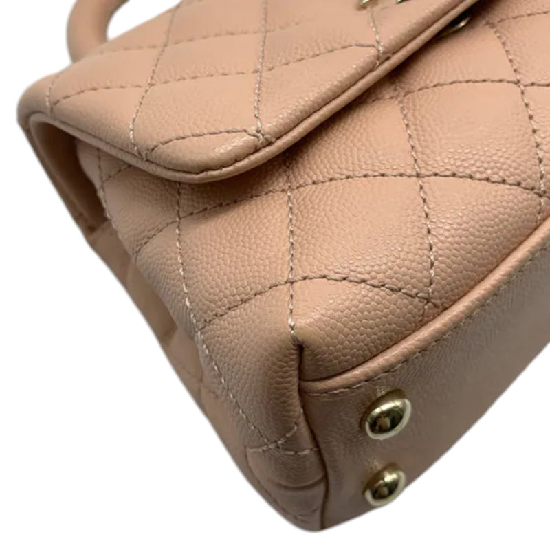 Coco Handle Flap Extra Mini Caviar Quilted Beige GHW