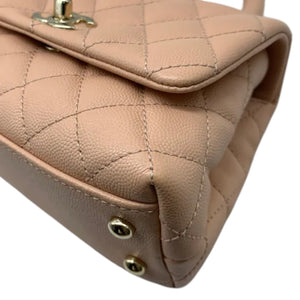 Coco Handle Flap Extra Mini Caviar Quilted Beige GHW