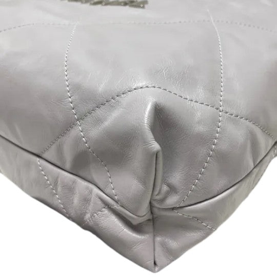 22 Small Shiny Calfskin Quilted Grey SHW