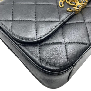 Chain Infinity Top Handle Flap Small Lambskin Black GHW