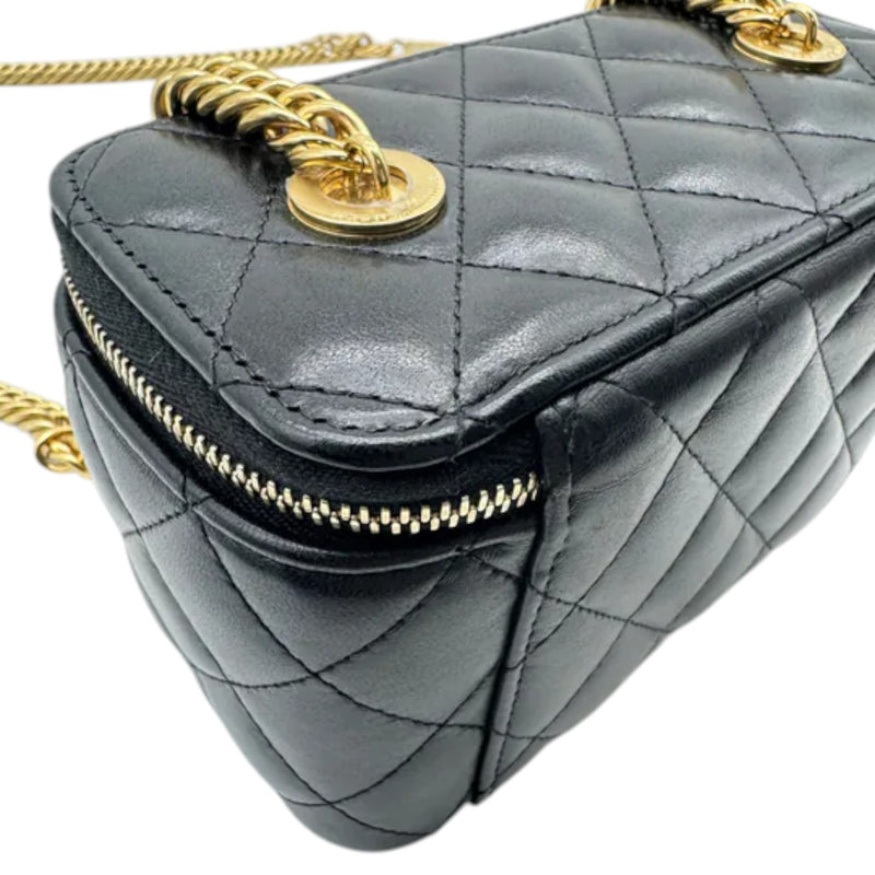 Vanity Case With Chain Lambskin Quilted Black GHW