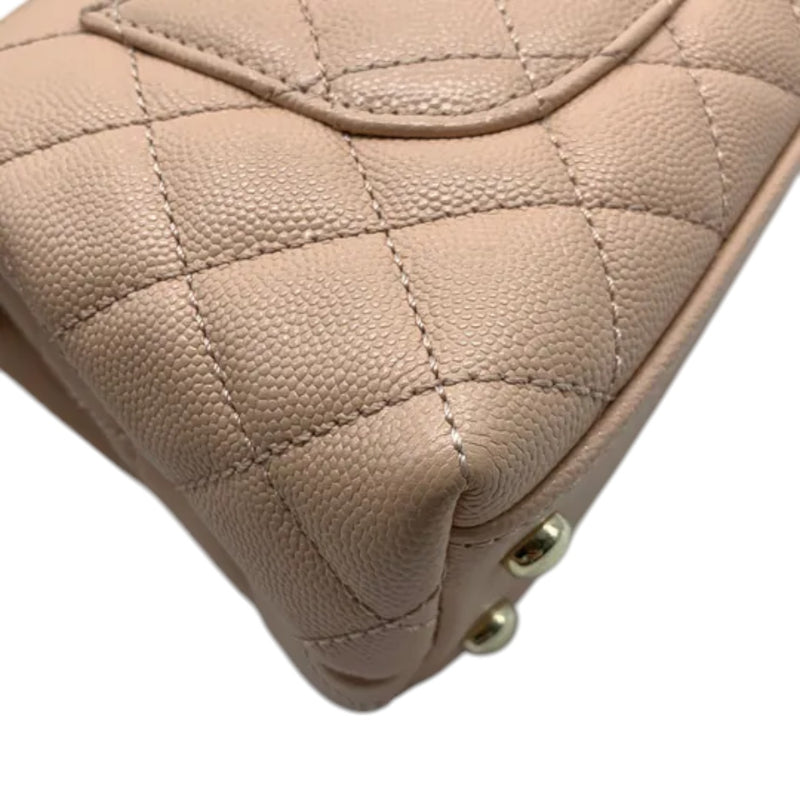 Coco Handle Flap Extra Mini Caviar Quilted Beige GHW