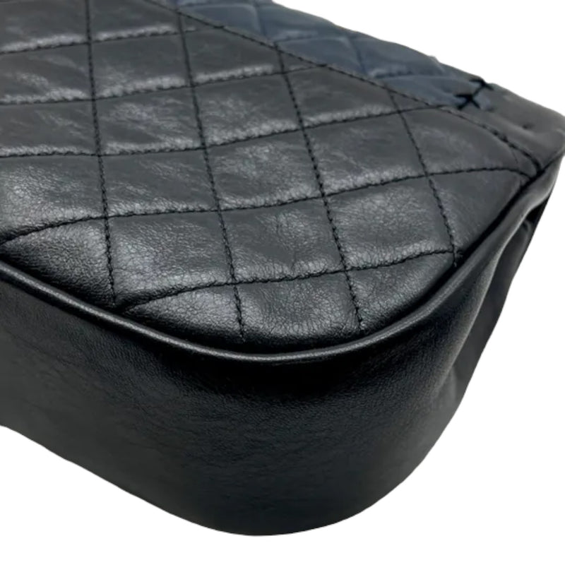 Braided Flap Lambskin Quilted Navy Black GHW