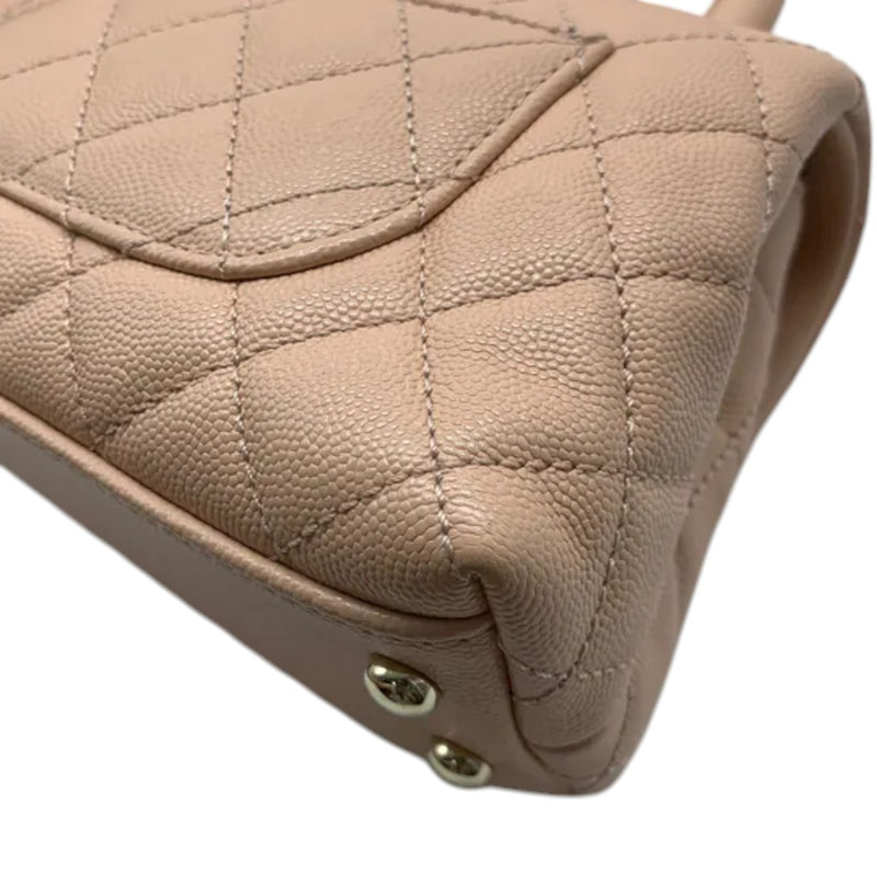 Coco Handle Flap Extra Mini Caviar Quilted Beige GHW