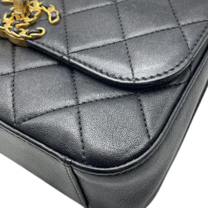 Chain Infinity Top Handle Flap Small Lambskin Black GHW