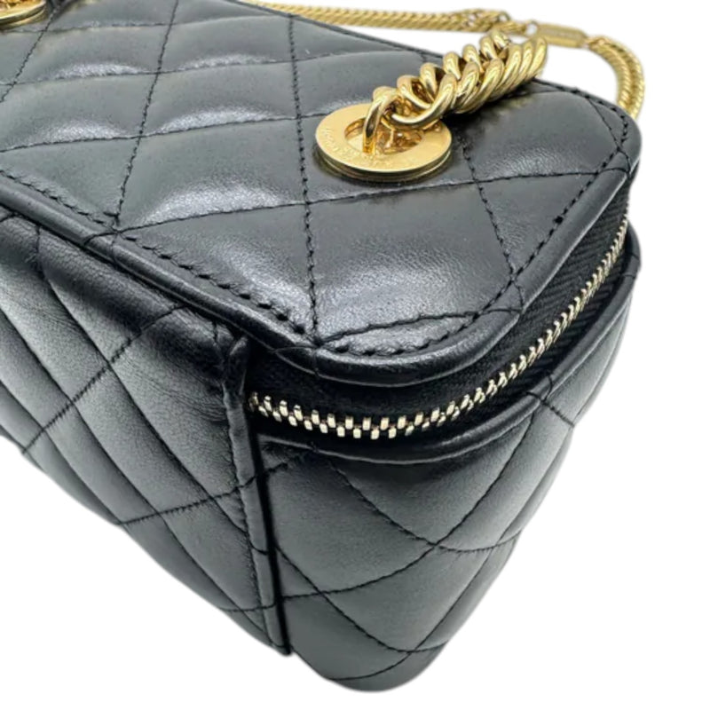 Vanity Case With Chain Lambskin Quilted Black GHW